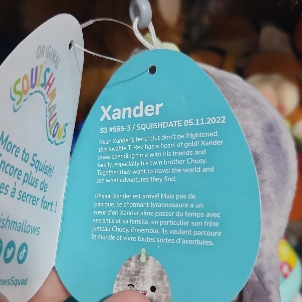 Squishmallow Xander Squishmallow Clip Dino Bag Keychain